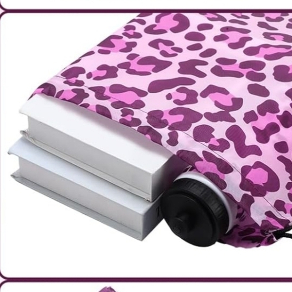 Pink Leopard Print Drawstring Bag - Picture 3 of 4